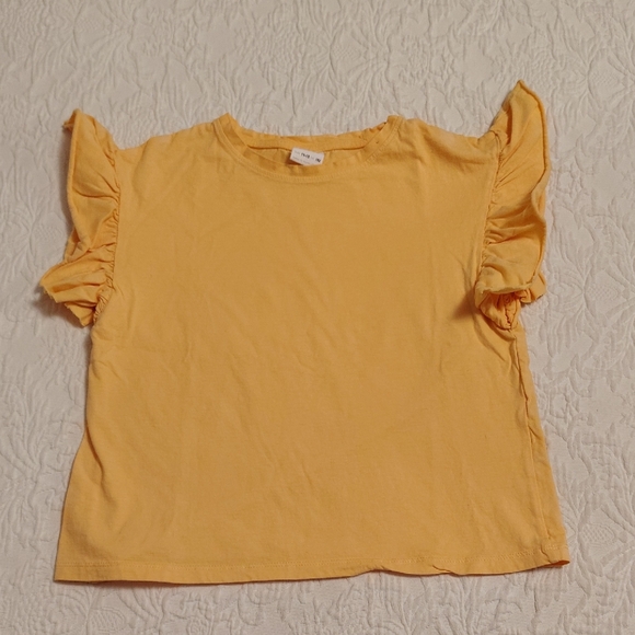 Zara Mustard Ruffle Sleeve Tee - Picture 1 of 6